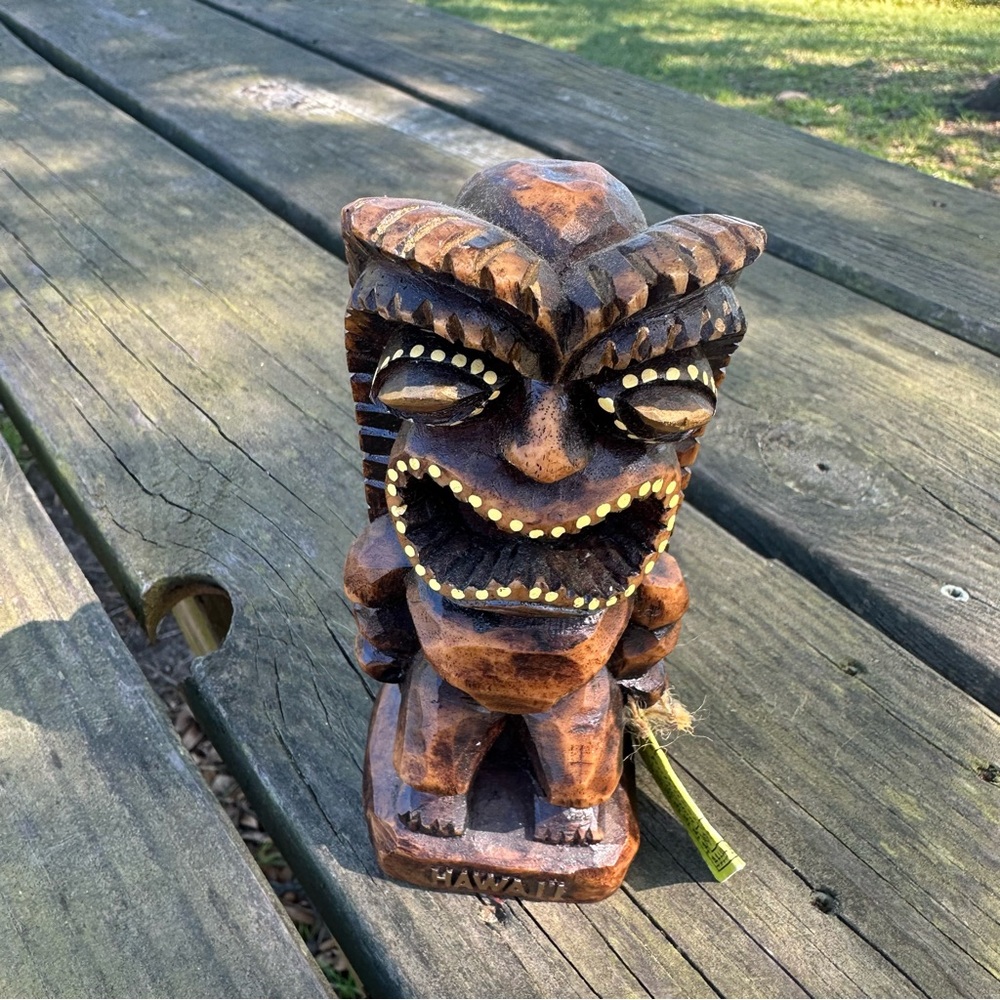 Chiefly Co. Tiki Polynesia Hawaii Collection Brown Wood Statue 6.5” Warrior